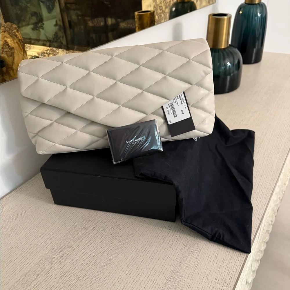 Saint Laurent Quilted Ivory Clutch - Picture 1 of 7